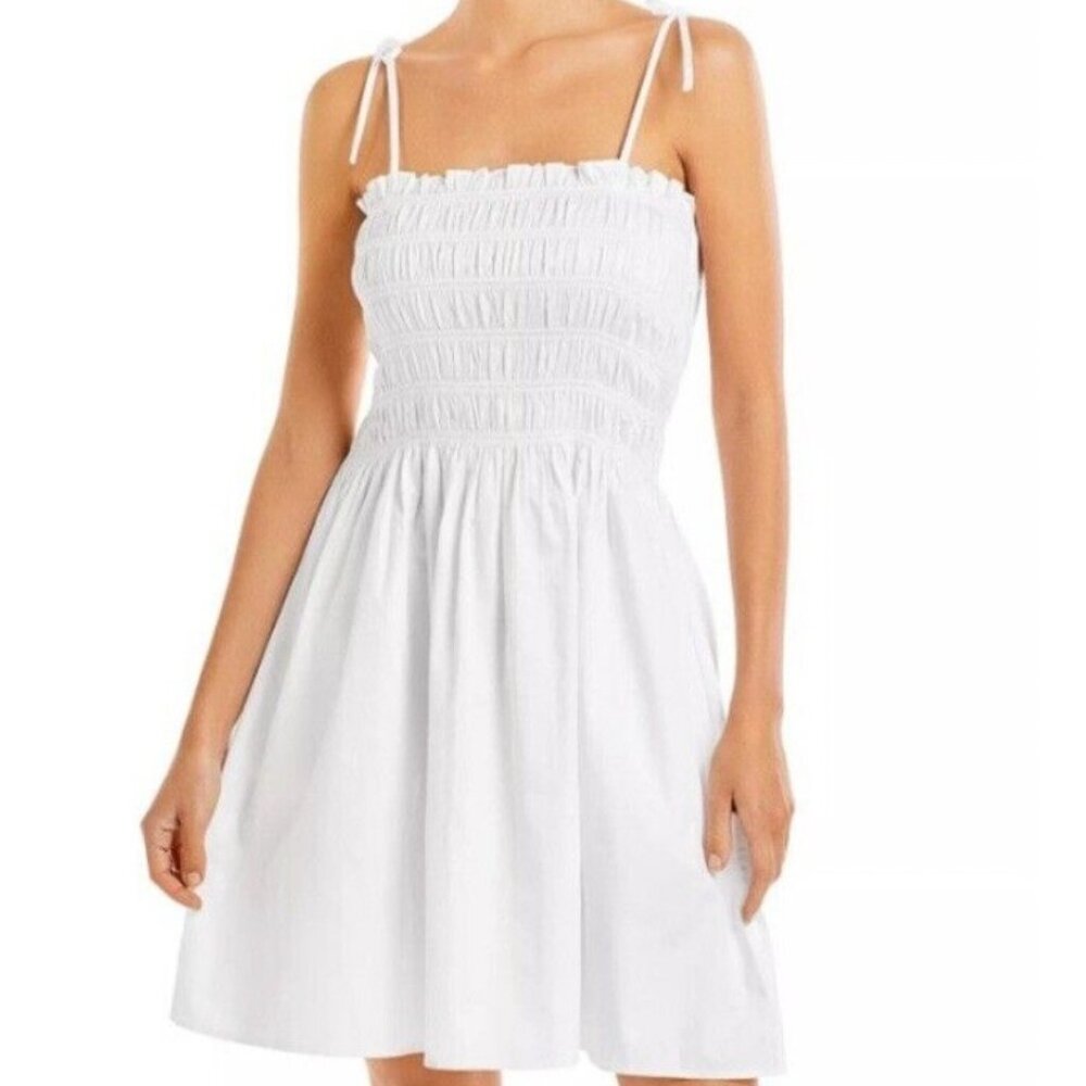 Tory Burch - Smocked Short Dress in White, Size M - NEW WITH TAGS